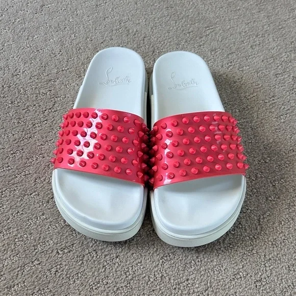 Christian Louboutin Pink Donna StuddedPool Fun Platform Sandals Sz. 38​​​​